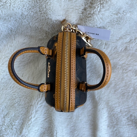 NWT Coach Mini Rowan Bag Charm with Signature Floral Print - Picture 5 of 11